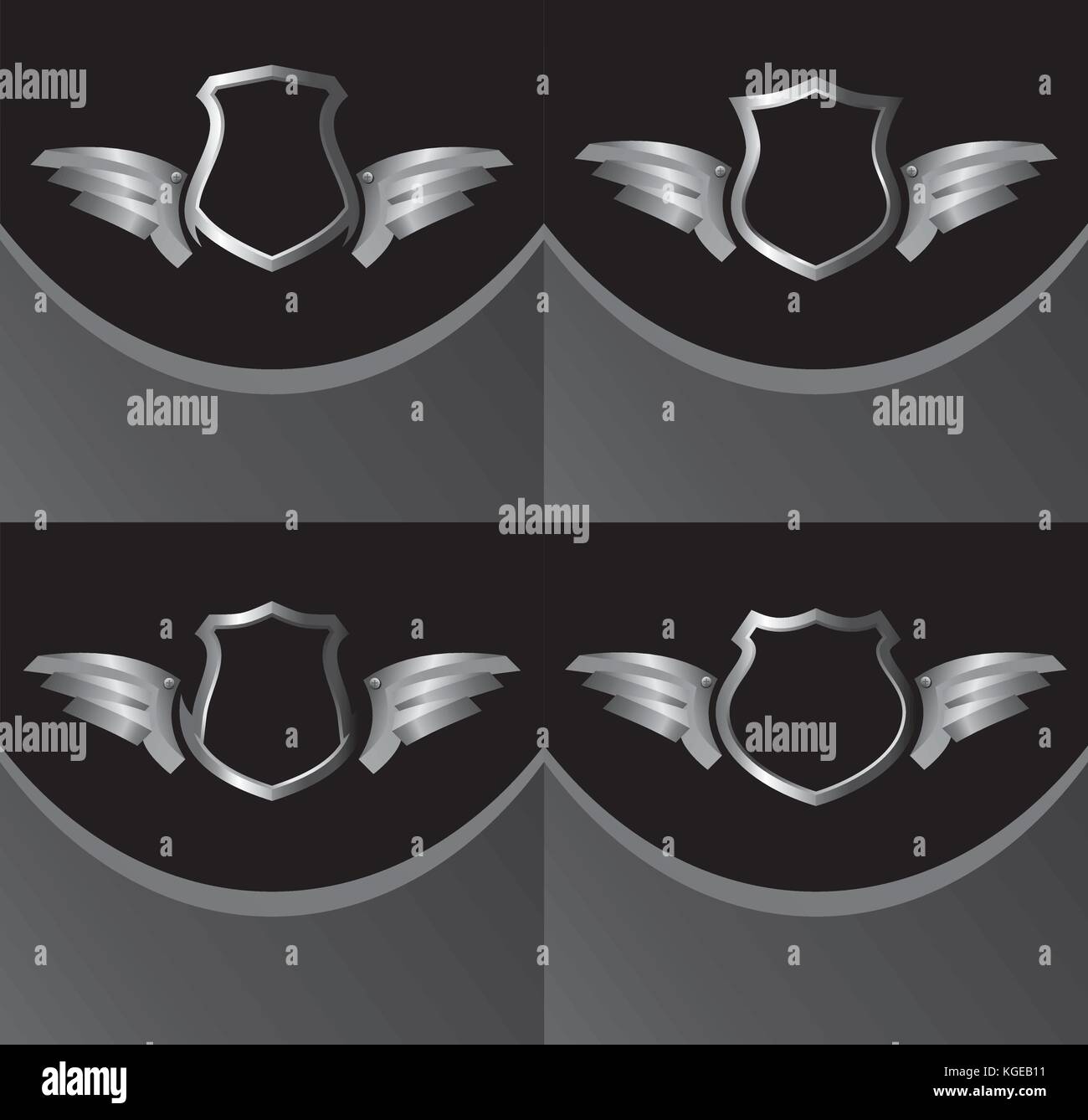 silver shield and wing theme vector illustration Stock Vector Image ...