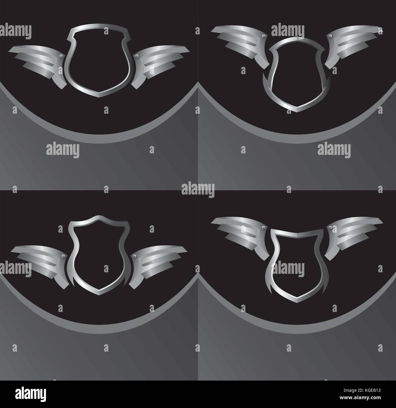 silver shield and wing theme vector illustration Stock Vector Image ...