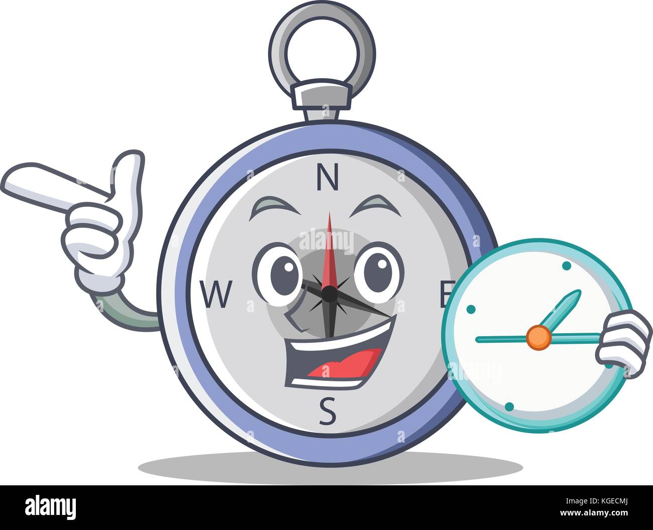 With clock compass character cartoon style Stock Vector Image & Art - Alamy