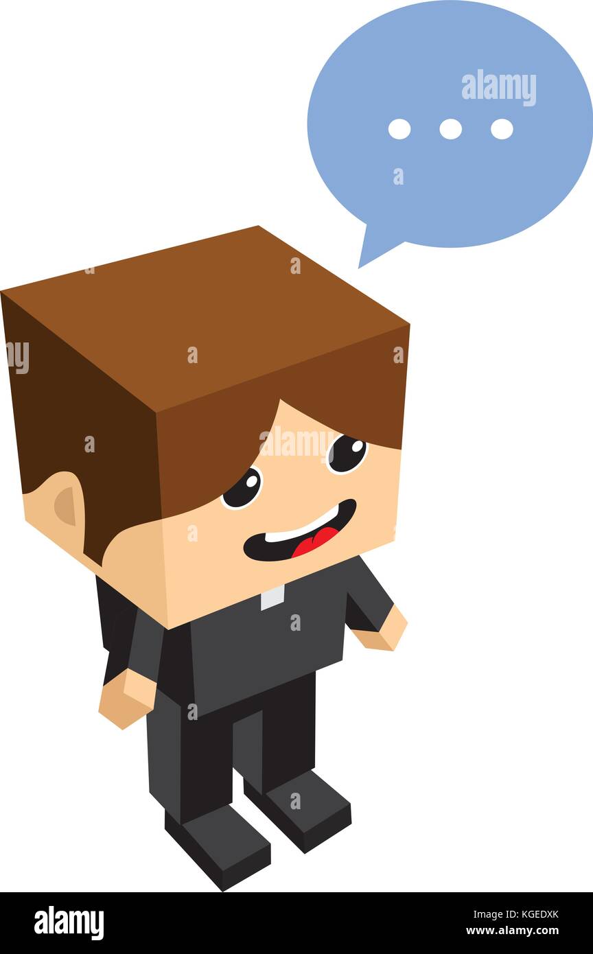 block isometric cartoon character vector art graphic Stock Vector Image ...