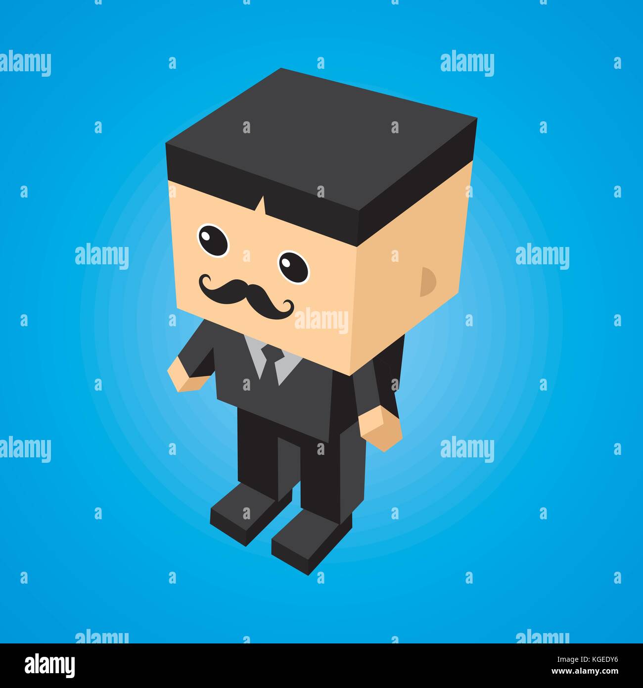 block isometric cartoon character vector art graphic Stock Vector Image ...