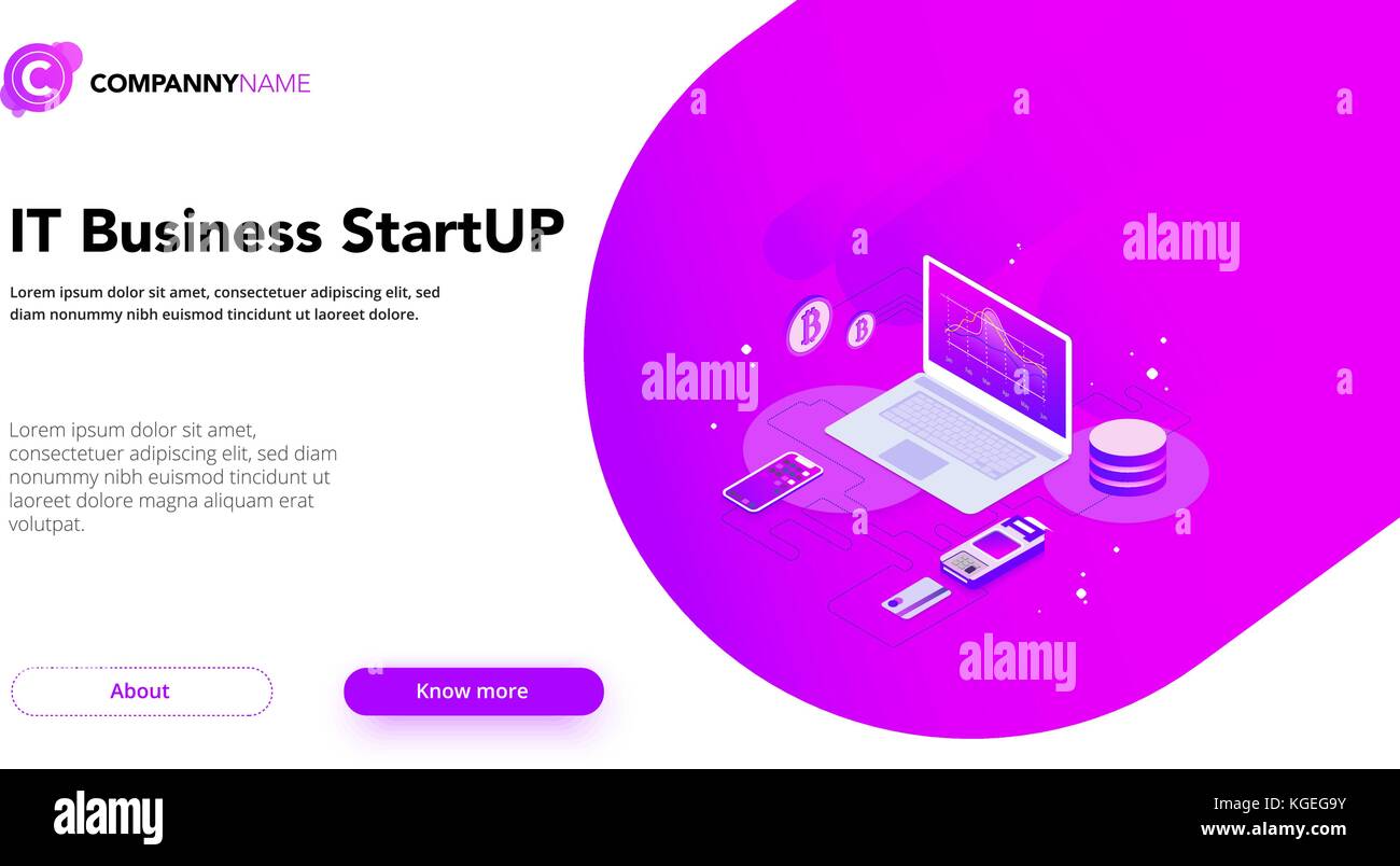 Financial Business isometrics banner purple Stock Vector Image & Art ...