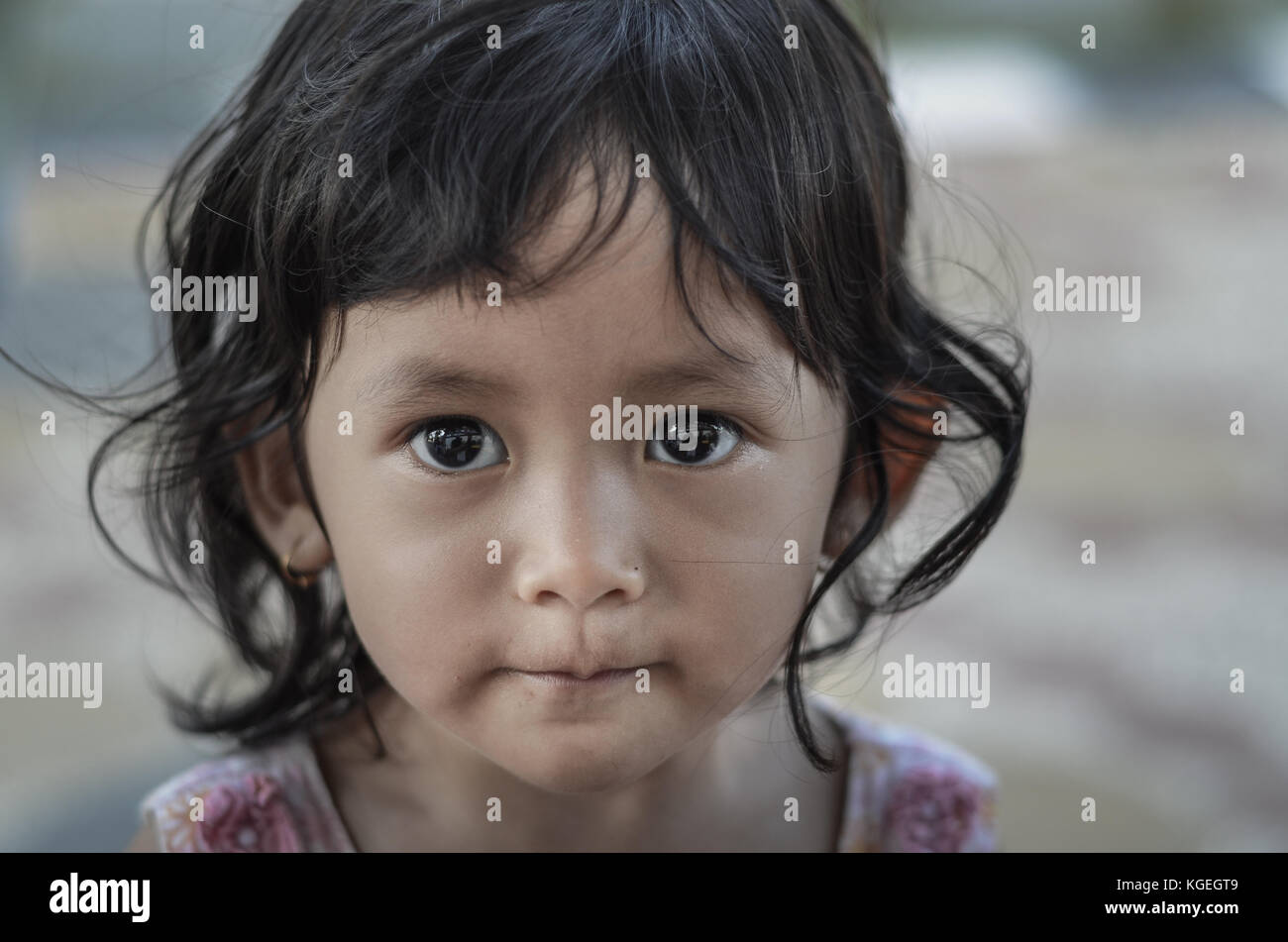 Portrait of cute Indonesian little girl Stock Photo