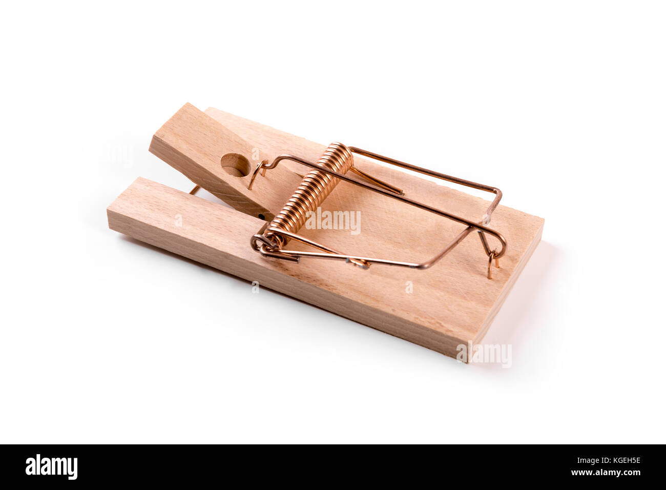 wooden mouse trap isolated on white background Stock Photo