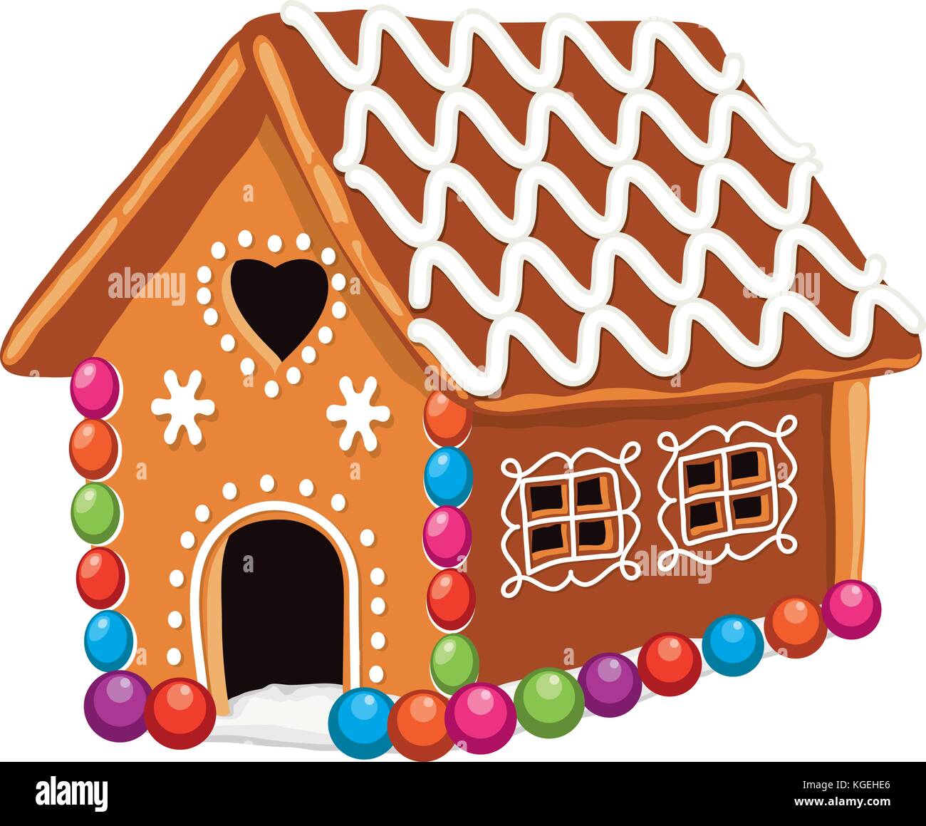 vector xmas colorful gingerbread house with sugar icing decoration. christmas holiday food background. sweet ginger bread dessert. eps10 illustration Stock Vector