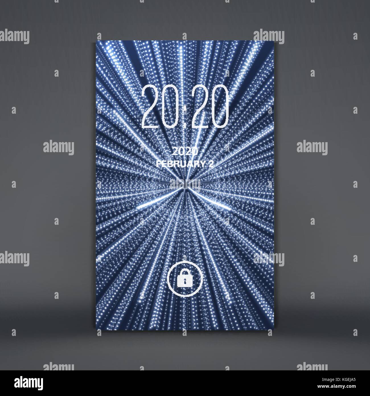 Modern lock screen for mobile apps. Smartphone. 3d grid background. Abstract vector illustration. Stock Vector