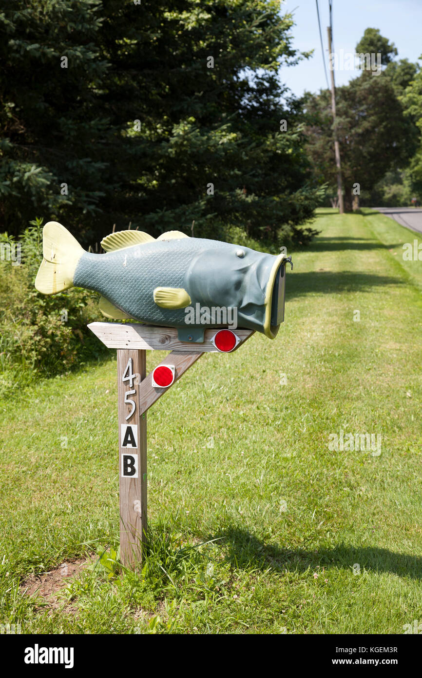 Quirky Roadside Mailbox in Bucks County, Pennsylvania USA Stock Photo