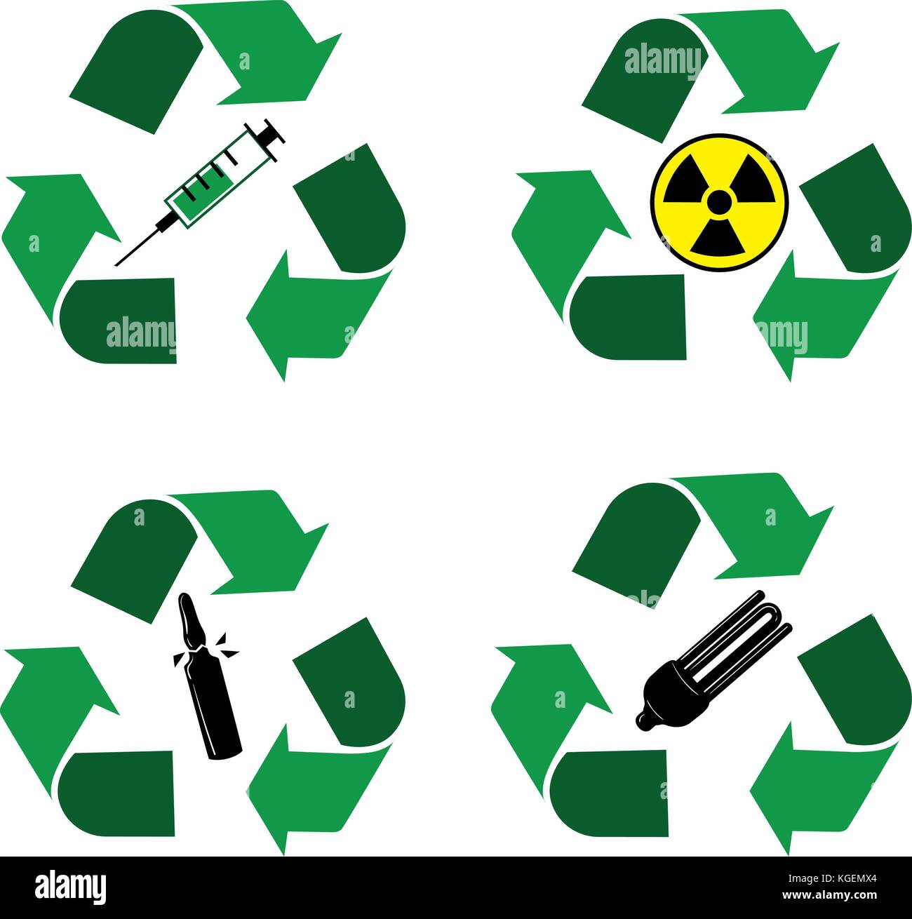 Recycle waste bins icons Stock Vector