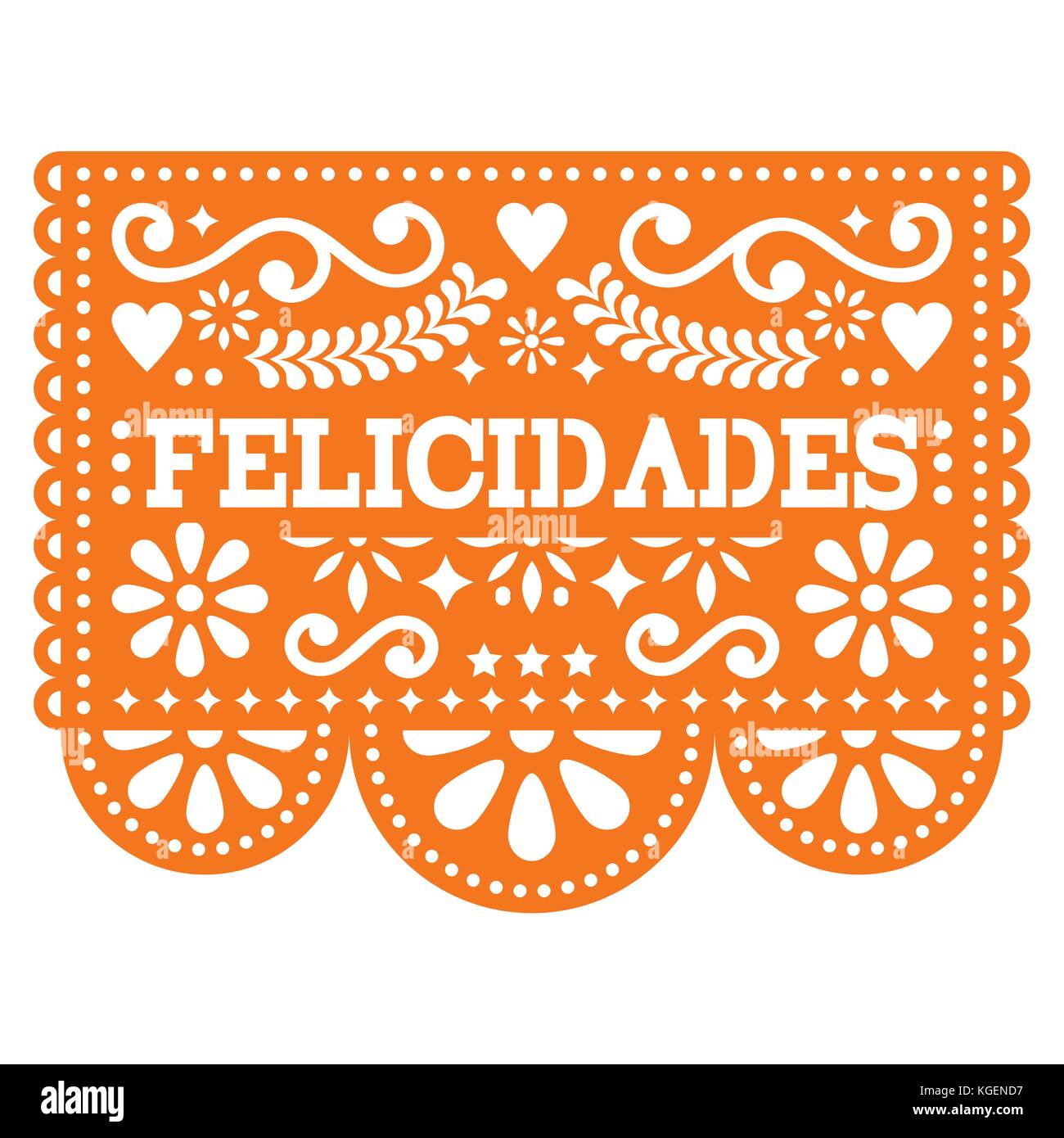 Felicidades Papel Picado vector design - gratulations design, Mexican paper decoration with pattern and text Stock Vector