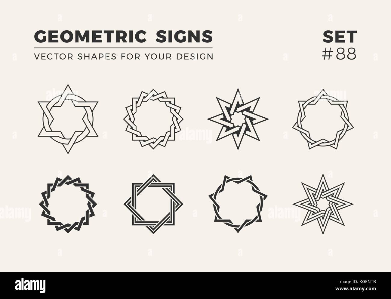 Set of eight minimalistic trendy shapes. Stylish vector logo emblems ...