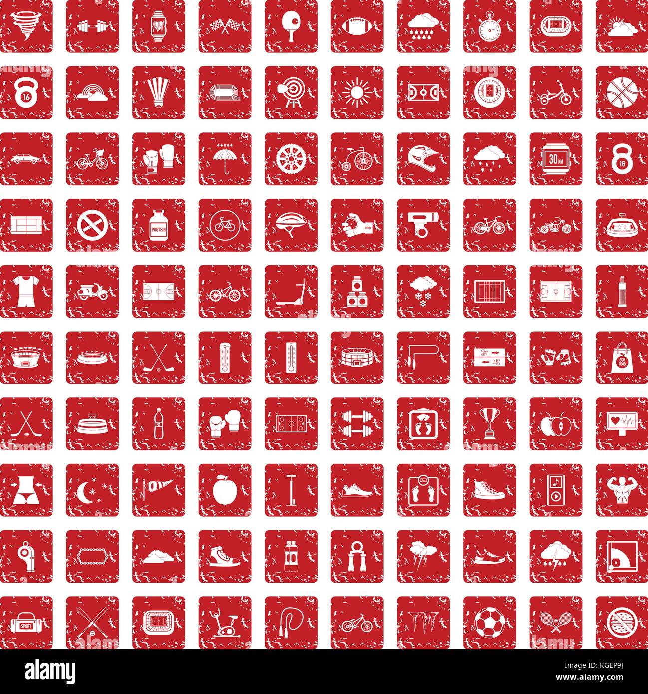 100 cycling icons set grunge red Stock Vector Image & Art - Alamy