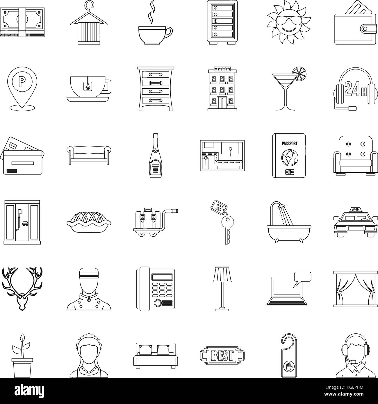 Apartment icons set, outline style Stock Vector Image & Art - Alamy