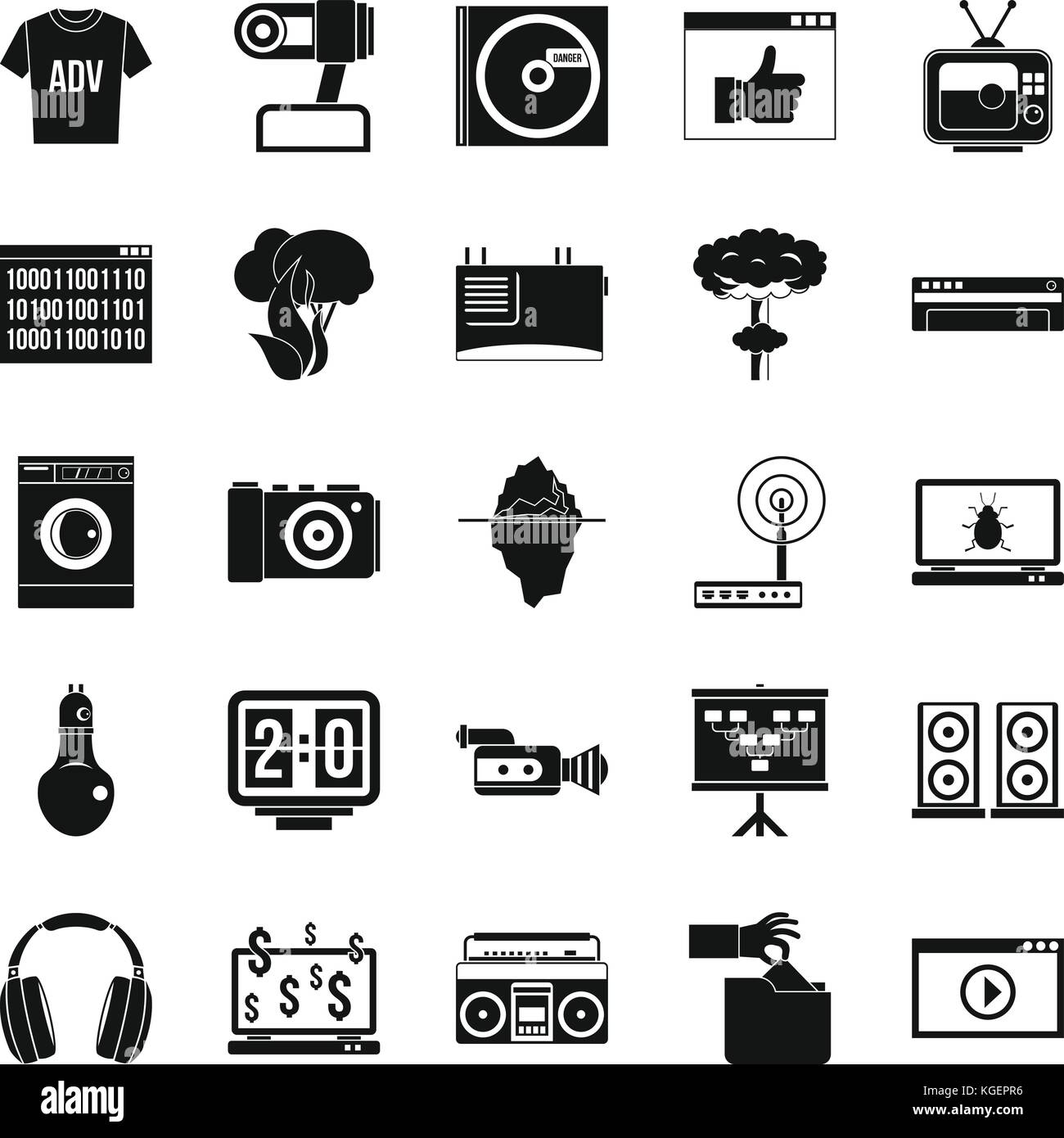 Telly icons set, simple style Stock Vector Image & Art - Alamy