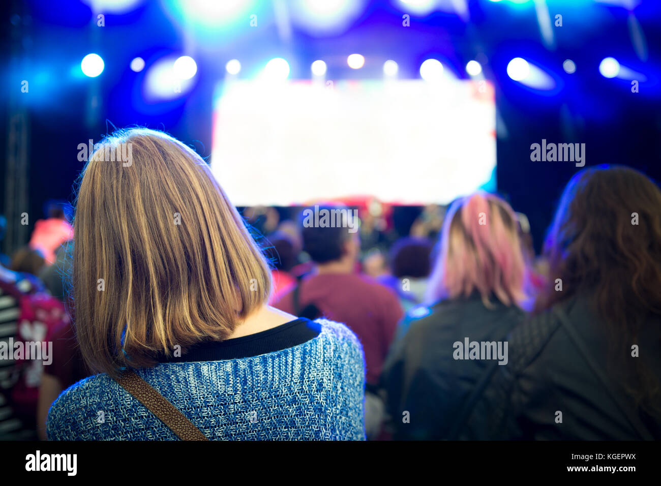 People enjoying an outdoors music, culture, community event, festival Stock Photo