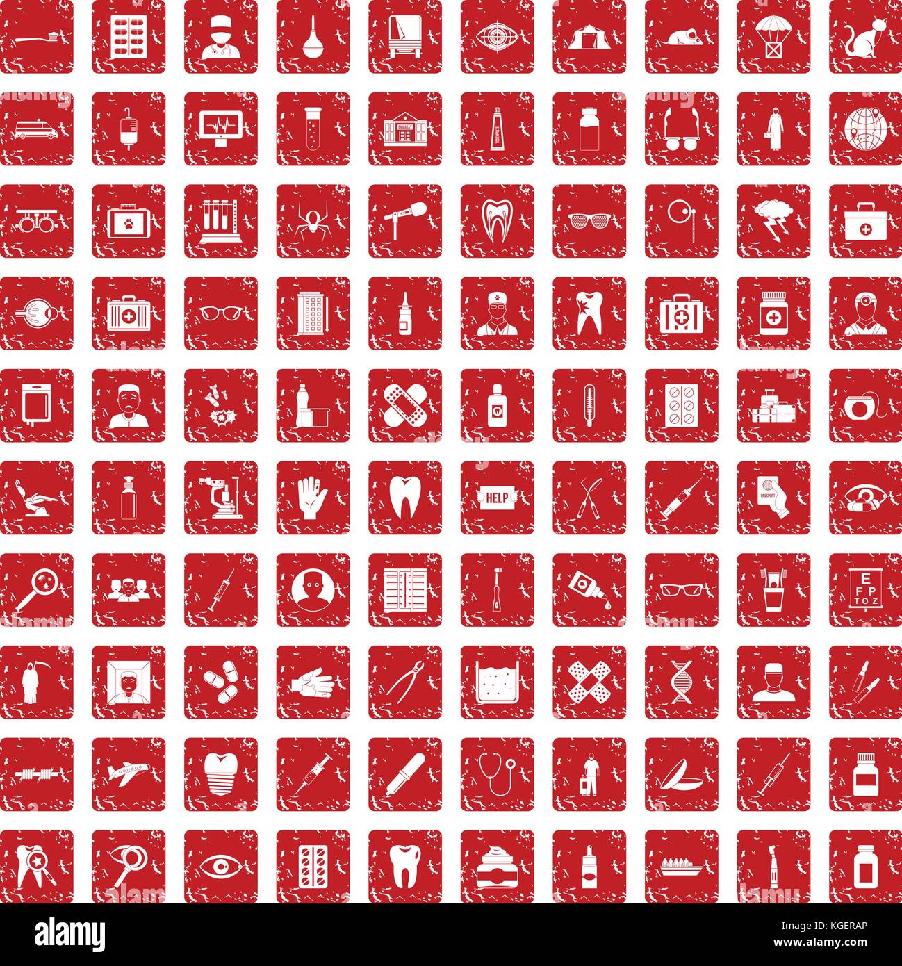 100 doctor icons set grunge red Stock Vector Image & Art - Alamy