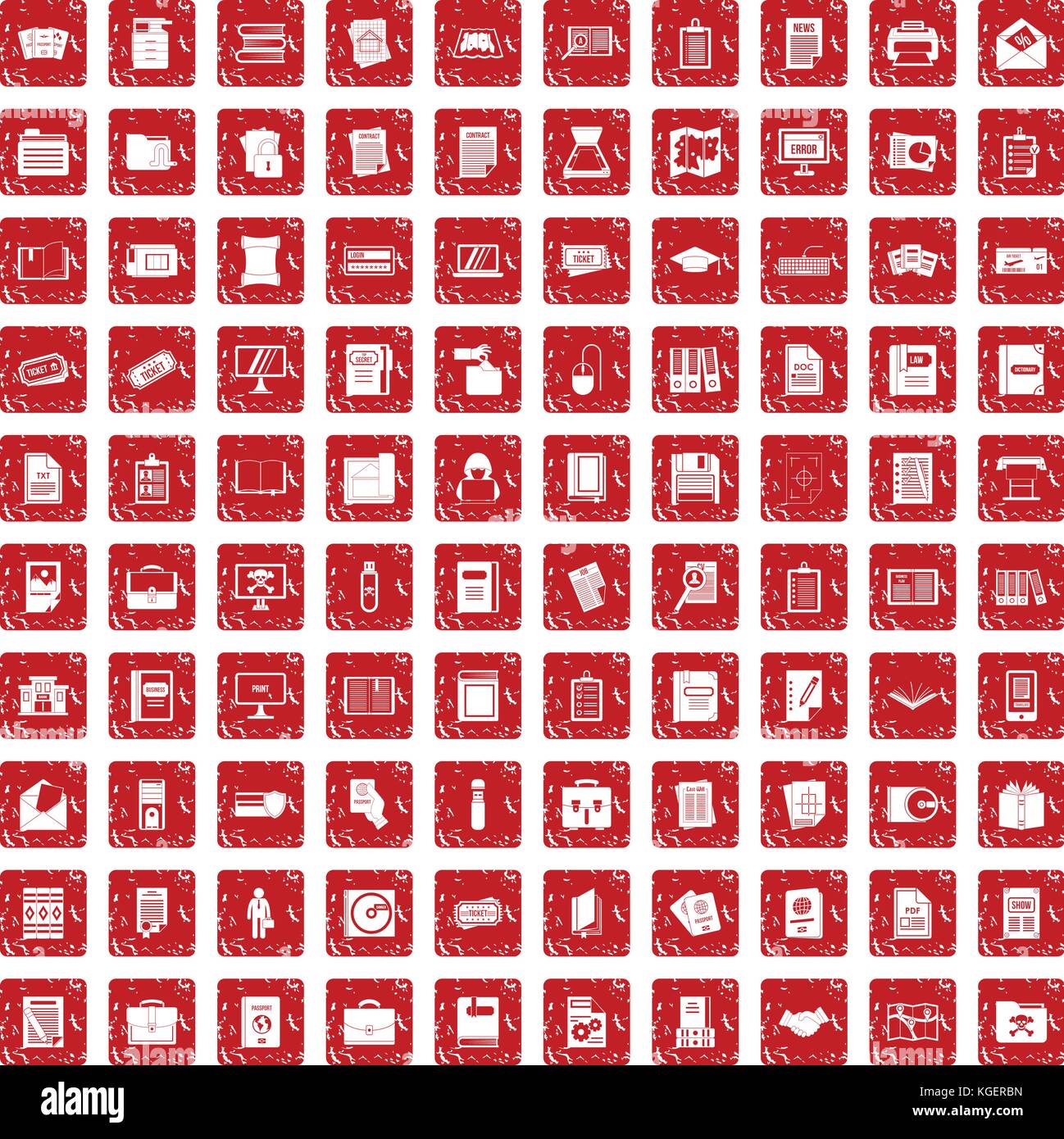 100 document icons set grunge red Stock Vector Image & Art - Alamy