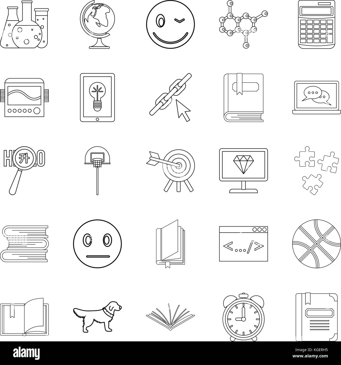 University graduate icons set, outline style Stock Vector Image & Art ...