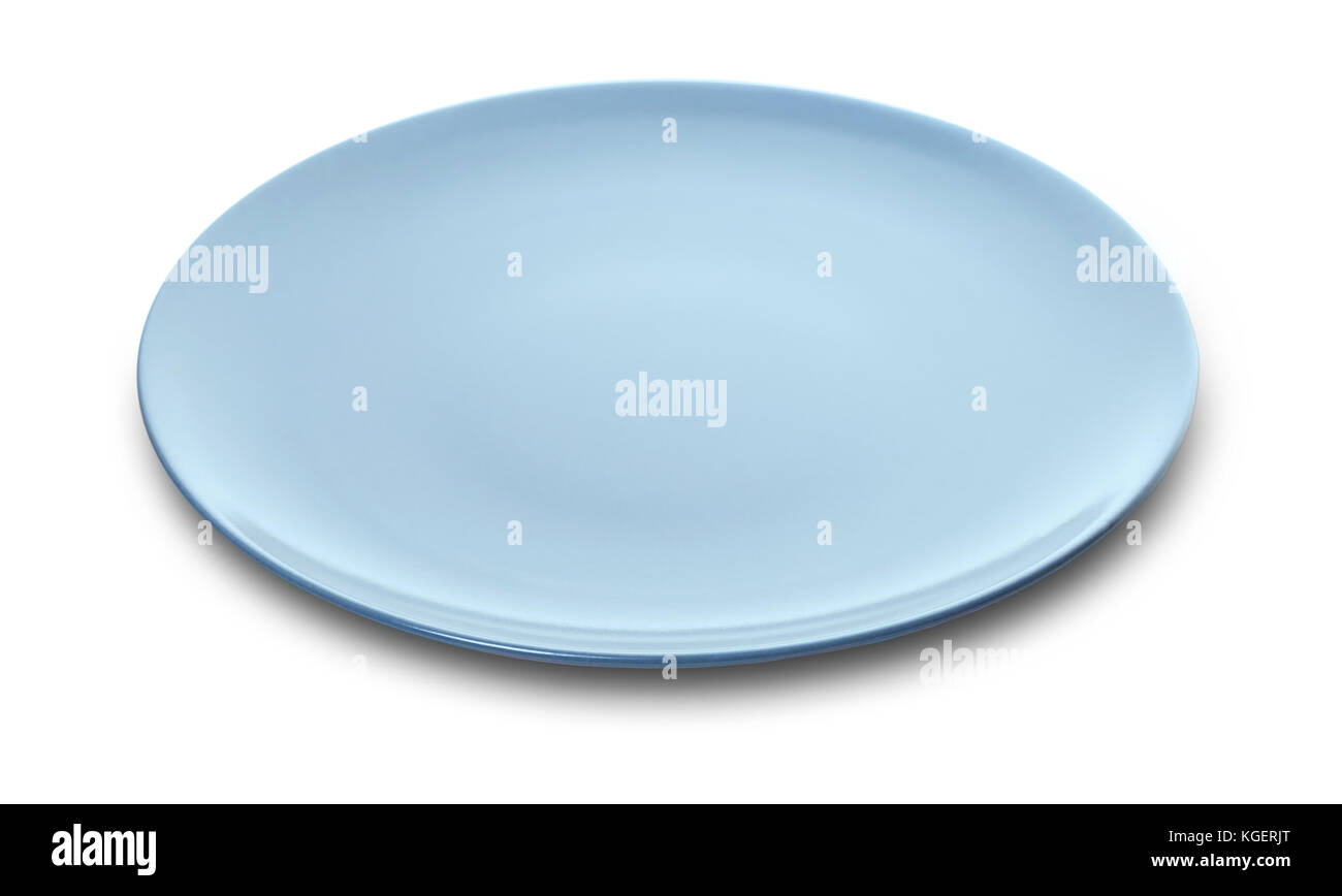 New empty round plate on white isolated background Stock Photo - Alamy