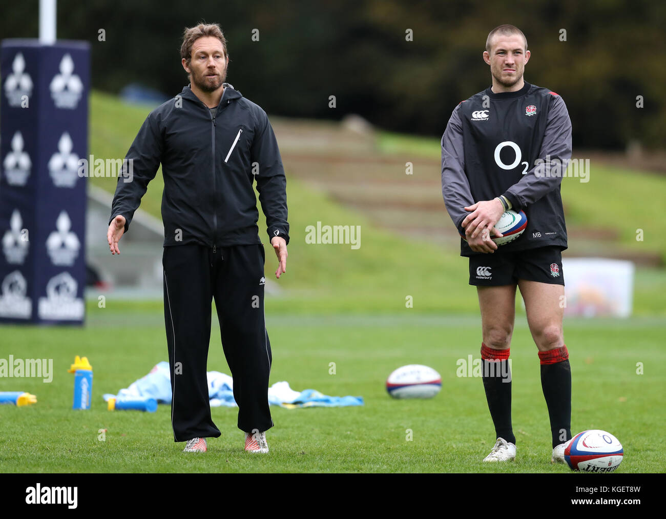 England Kicking Coach Jonny Wilkinson Left And Mike Brown During Stock Photo Alamy