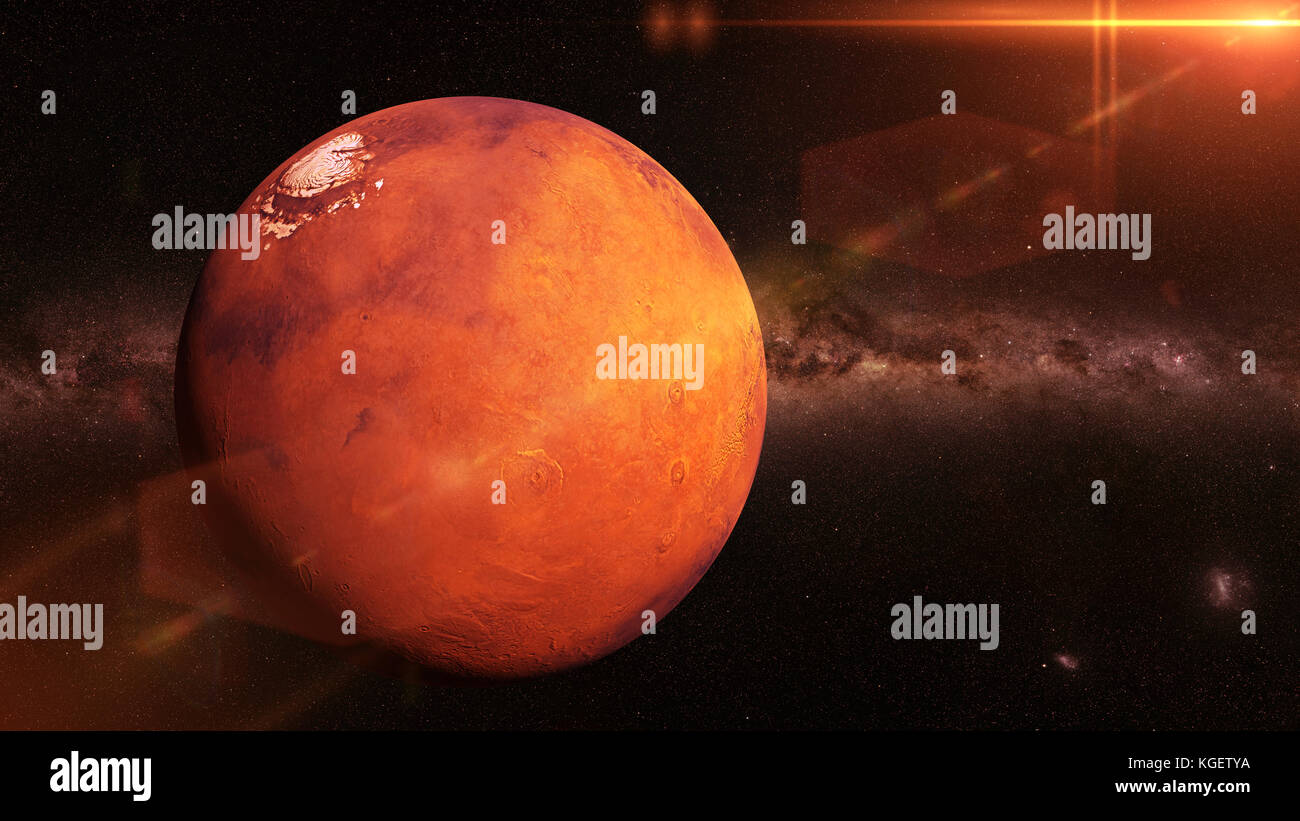 planet Mars the beautiful Milky Way galaxy and the Sun (3d illustration,  elements of this image are furnished by NASA Stock Photo - Alamy