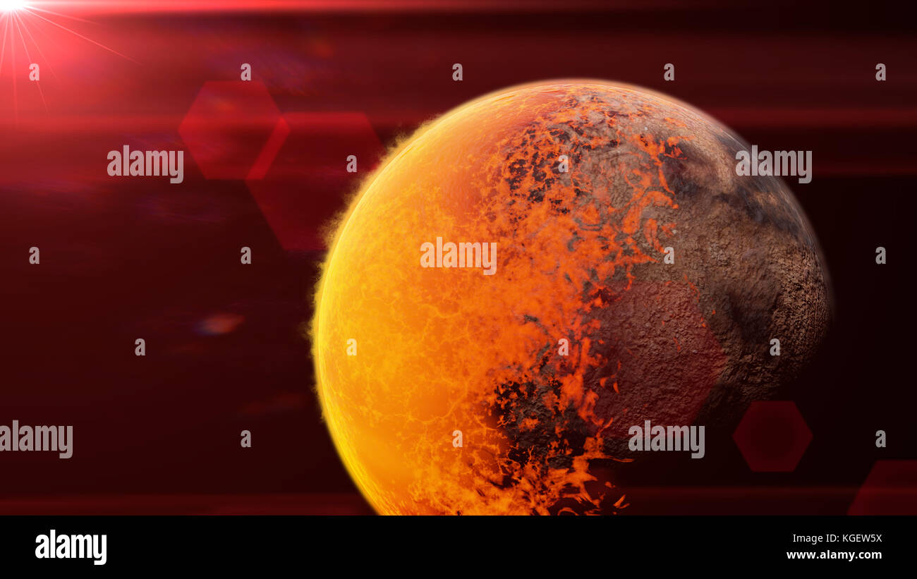 exoplanet TRAPPIST-1b, tidally locked alien planet lit by a dwarf star ...