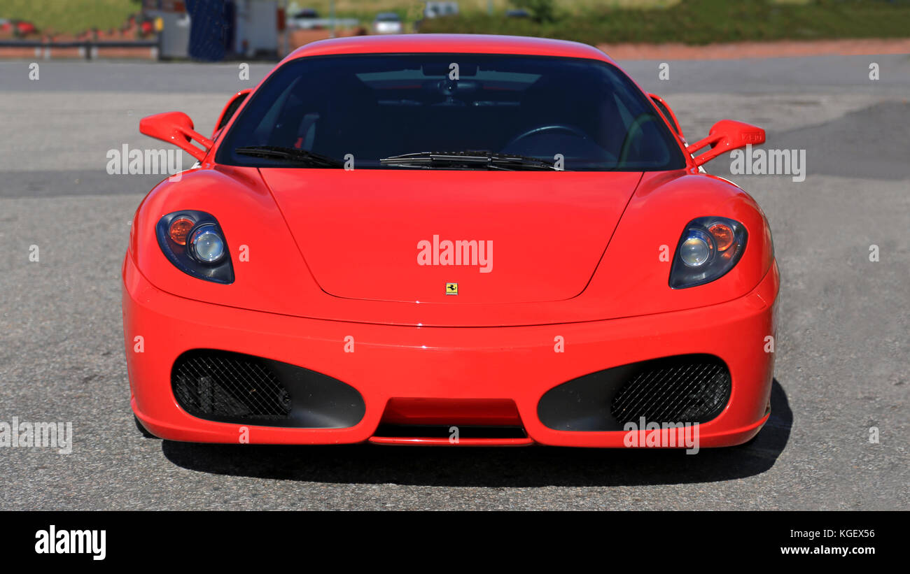 SALO, FINLAND – AUGUST 29, 2015: Red Ferrari F430 parked in Salo. The ...