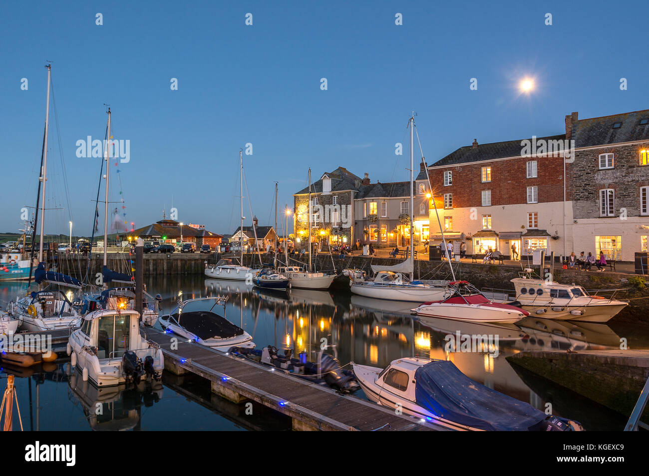 Padstow Harbour By Moonlight Stock Photo Alamy