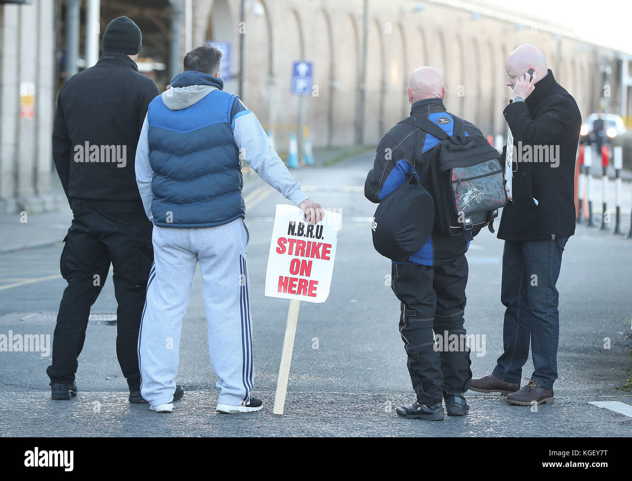 Striking rail workers outside Heuston train station in Dublin as Irish ...