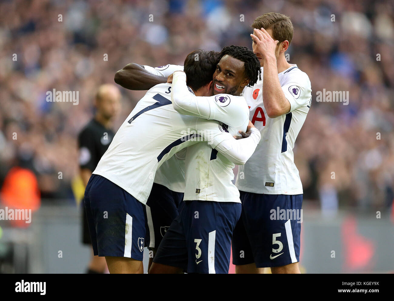 Tottenham Hotspur's Son Heung-Min (left) Celebrates Scoring His Side's ...