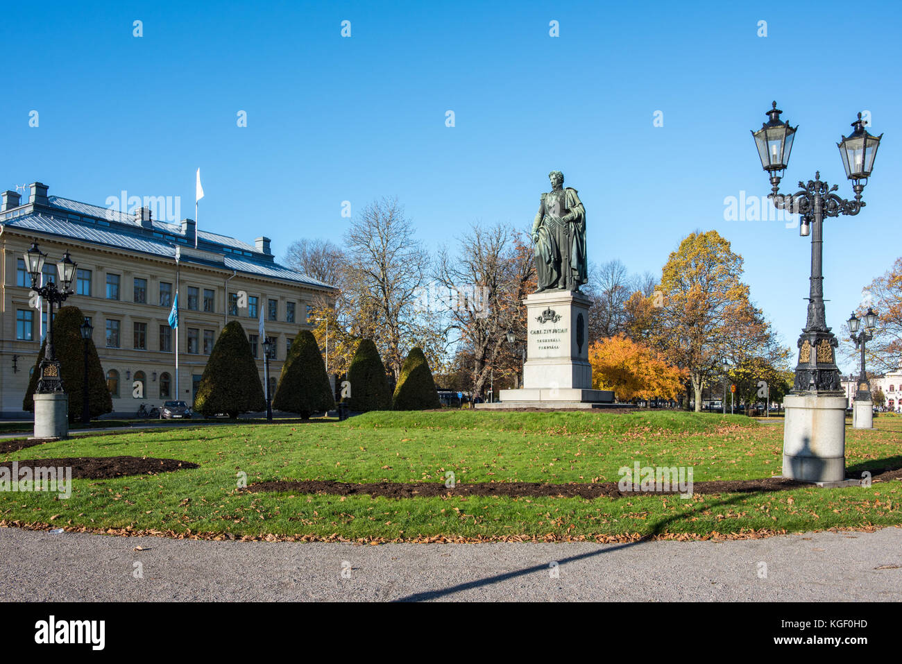 Karl Johan’s Park in Norrkoping. This is a historic park dedicated to Karl Johan XIV, the first Bernadotte king in Sweden. Stock Photo
