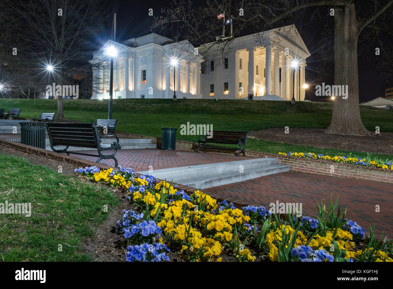 Virginia state capitol building in Richmond at night Stock Photo