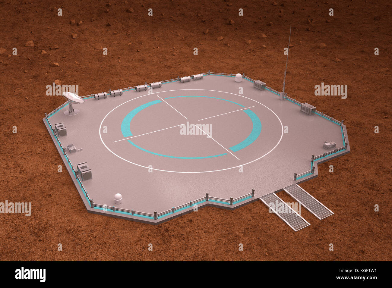 empty landing space station on Mars. 3d rendering Stock Photo