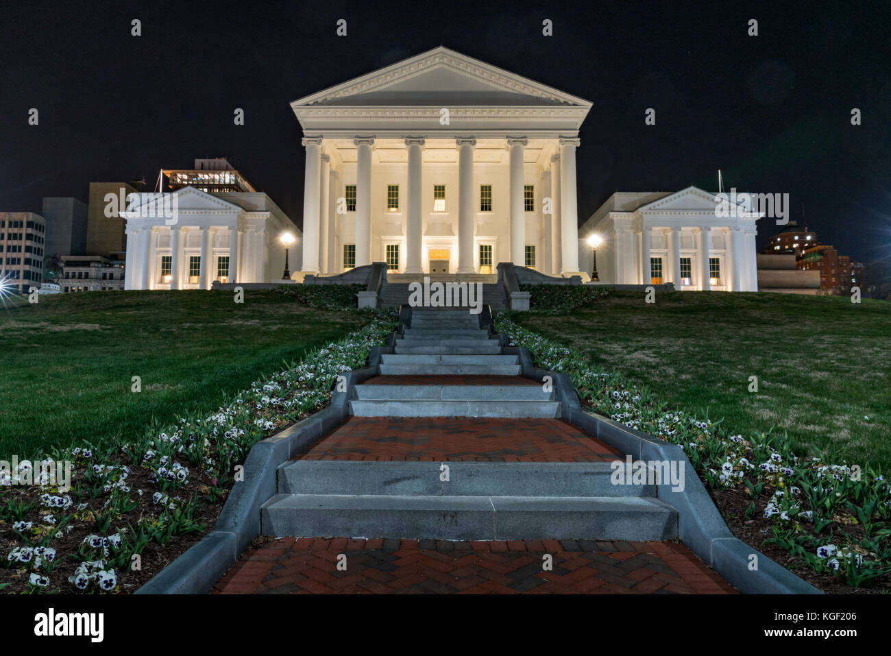 Virginia state capitol building in Richmond at night Stock Photo