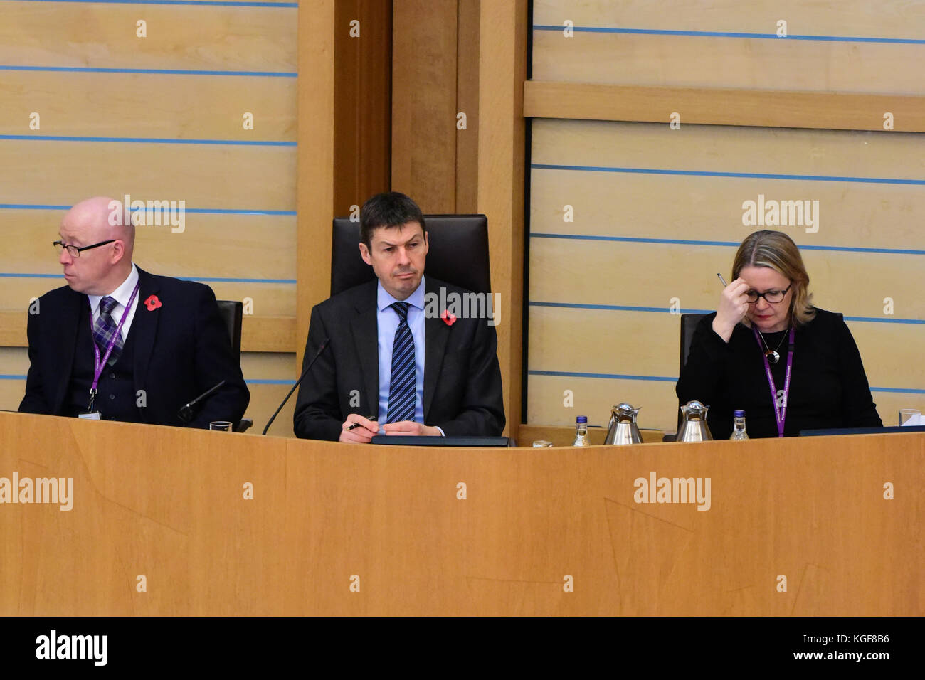 Edinburgh, Scotland, United Kingdom. 07th Nov, 2017. Scottish Parliament Presiding Officer Ken Macintosh (C) in the chamber during a statement by First Minister Nicola Sturgeon apologising on behalf of the Scottish Government for historic convictions for same-sex activity which is no longer illegal, Credit: Ken Jack/Alamy Live News Stock Photo