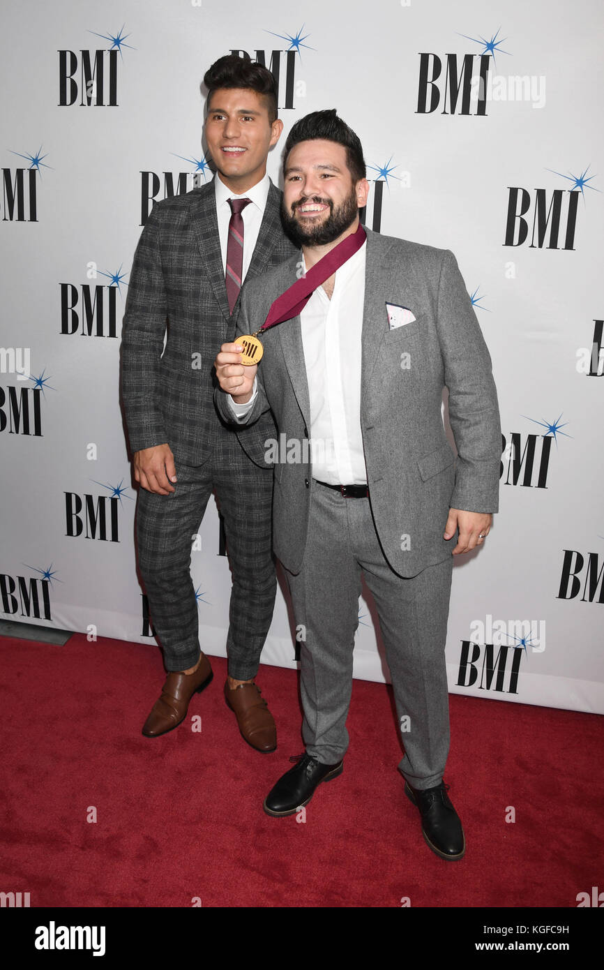 Nashville, Tennessee, USA. 7th Nov, 2017. Dan   Shay, Dan Smyers, Shay Mooney. 2017 BMI Country Awards held at BMI Music Row Headquarters. Photo Credit: Laura Farr/AdMedia Credit: Laura Farr/AdMedia/ZUMA Wire/Alamy Live News Stock Photo