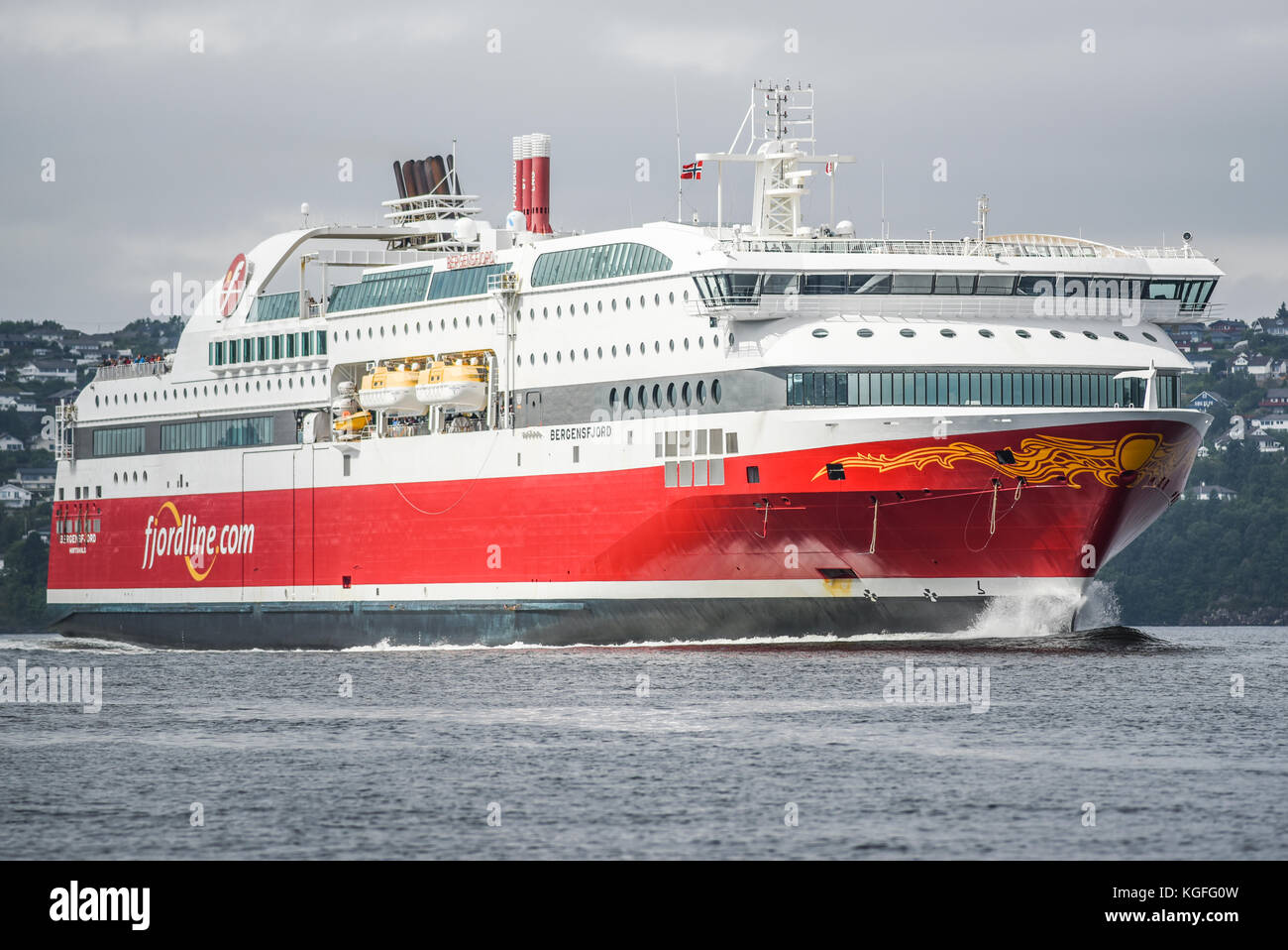 Bergen, Norway, 24 July 2017:Cruise ferry in Norway fjord in fjords. Stock Photo