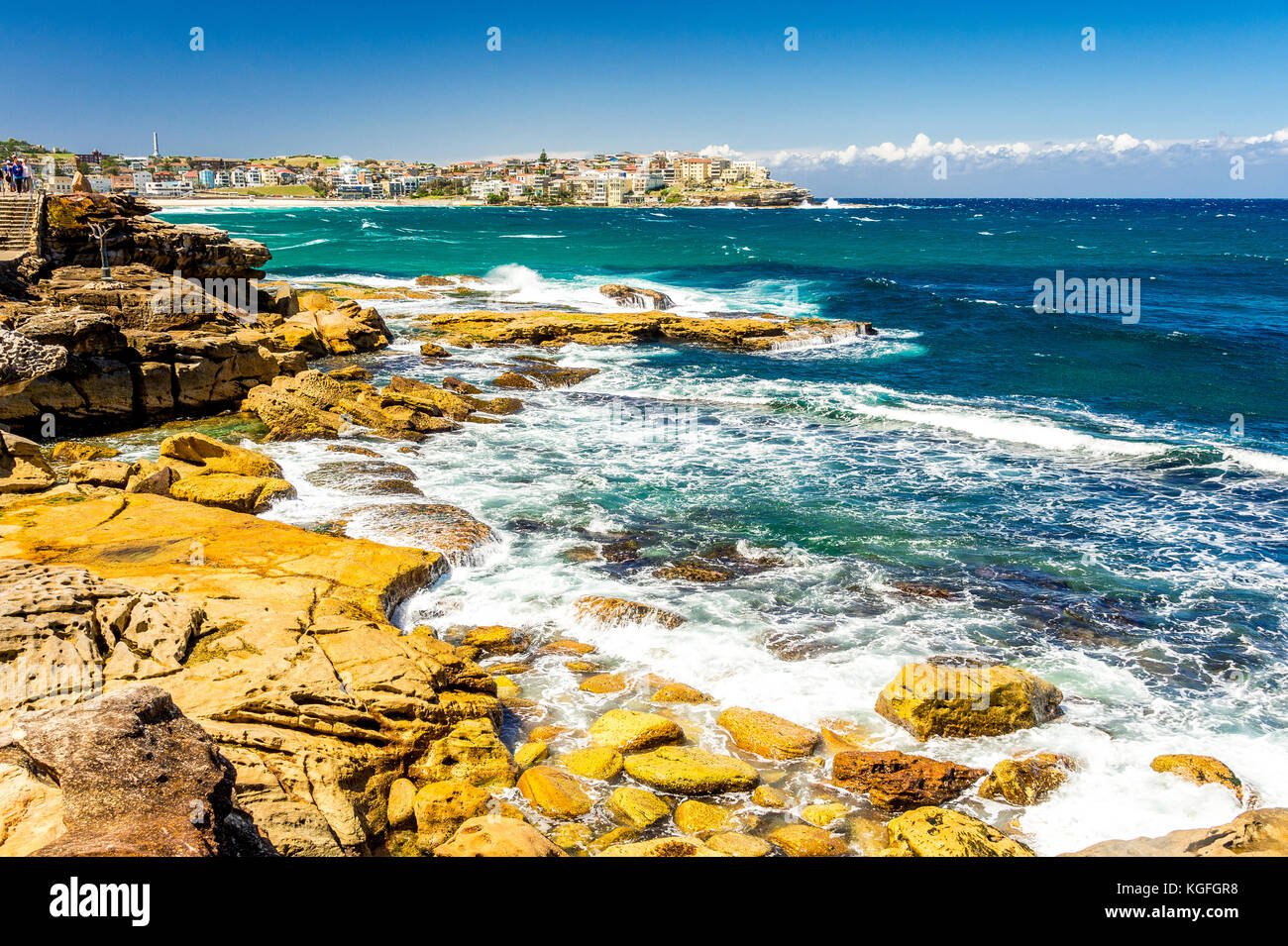 The South Bondi Beach headland during the 2017 Sculptures by the Sea  in Sydney, NSW, Australia Stock Photo