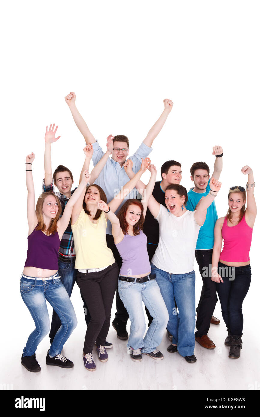 Smiling group of young friends having fun Stock Photo - Alamy