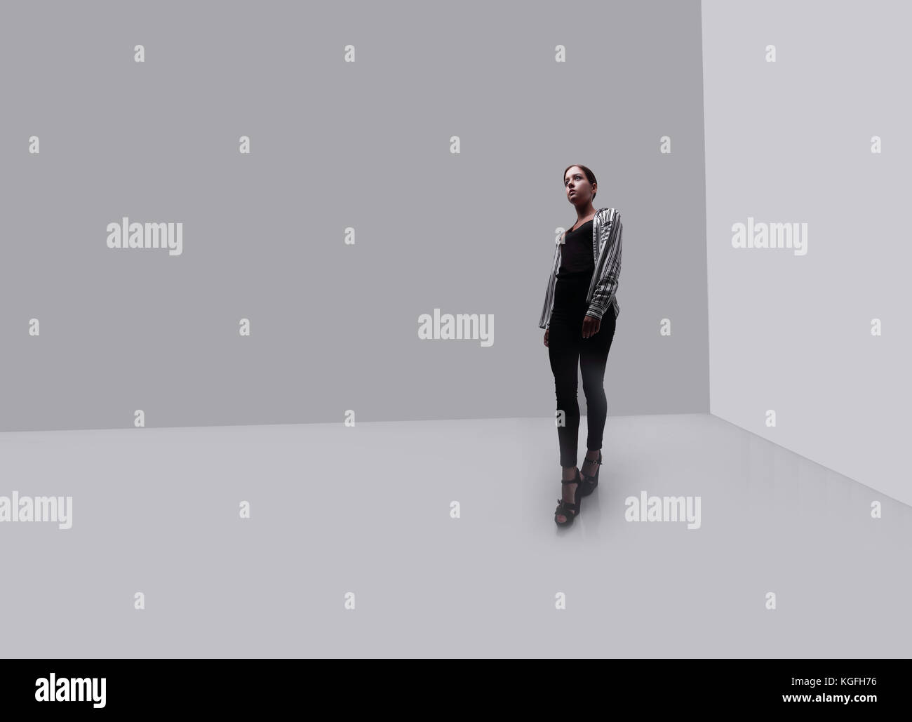 sad young woman walking forward Stock Photo - Alamy