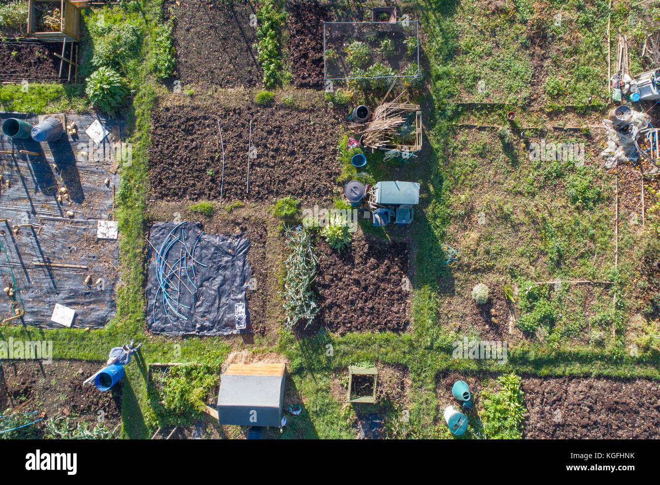 aerial view of allotments in burgess hill west sussex Stock Photo Alamy