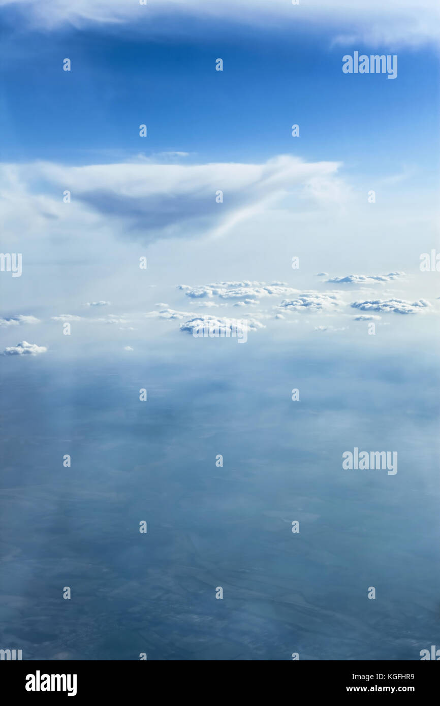 Beautiful blue sky with clouds, view from plane Stock Photo - Alamy