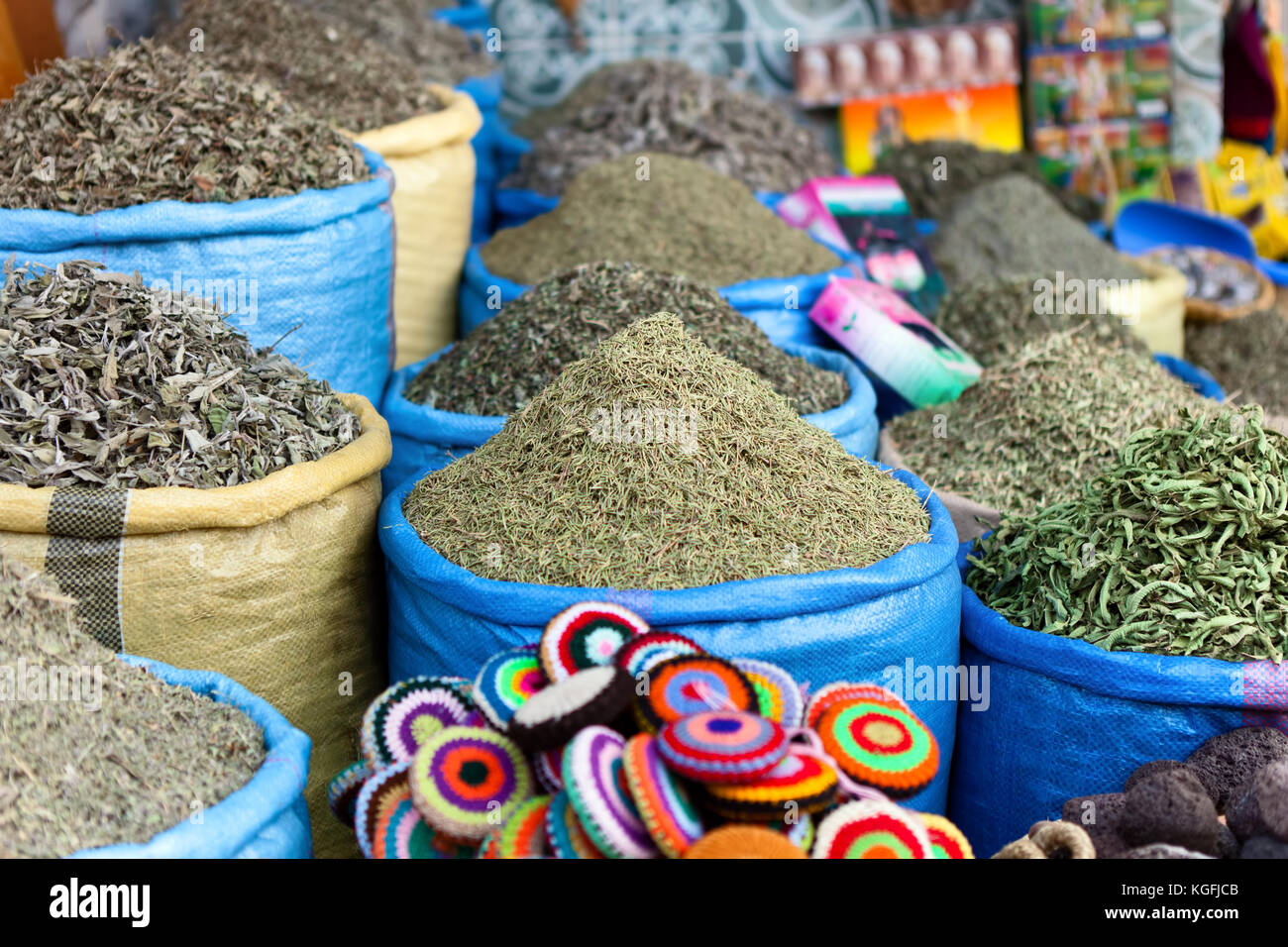 Herbs and spices on a market in Marrakech, Morocco Stock Photo Alamy
