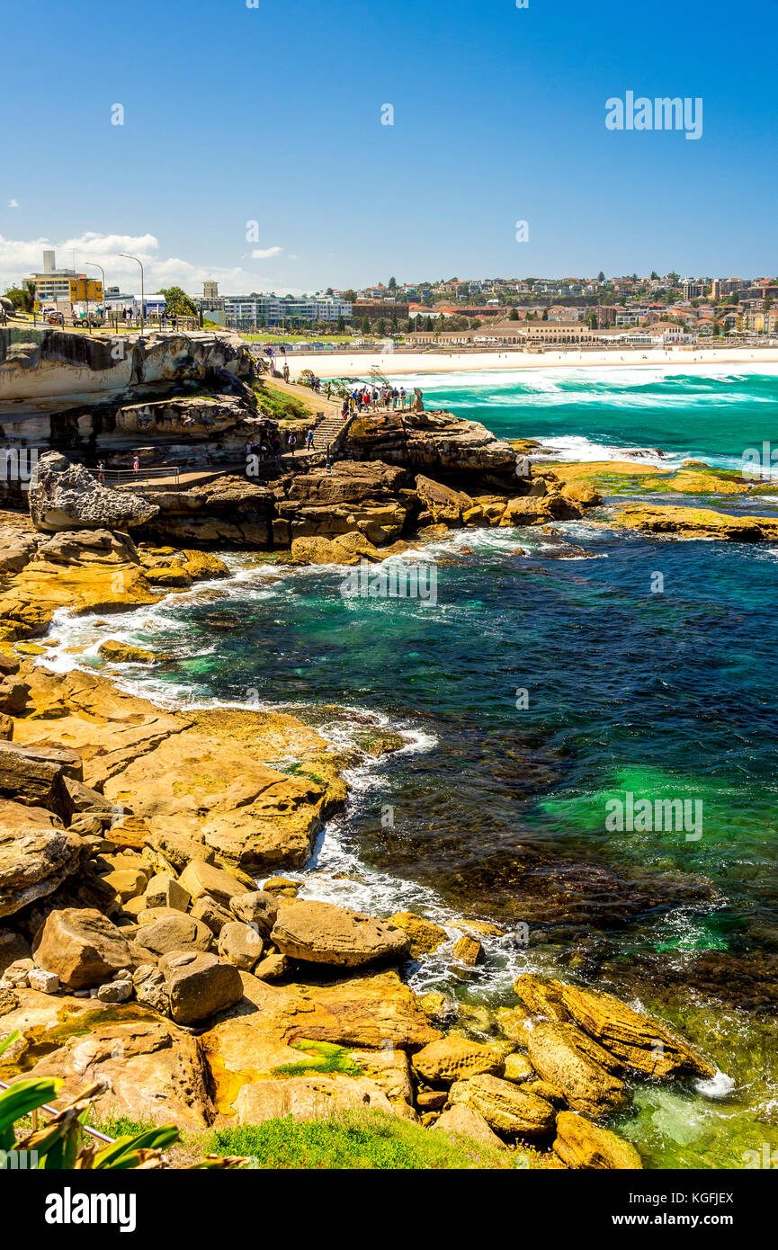 The South Bondi Beach headland during the 2017 Sculptures by the Sea  in Sydney, NSW, Australia Stock Photo