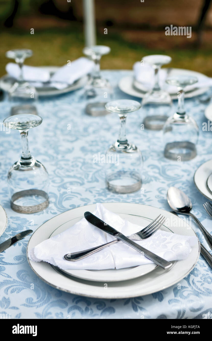 perfectly decorated table setting with wine glass Stock Photo Alamy
