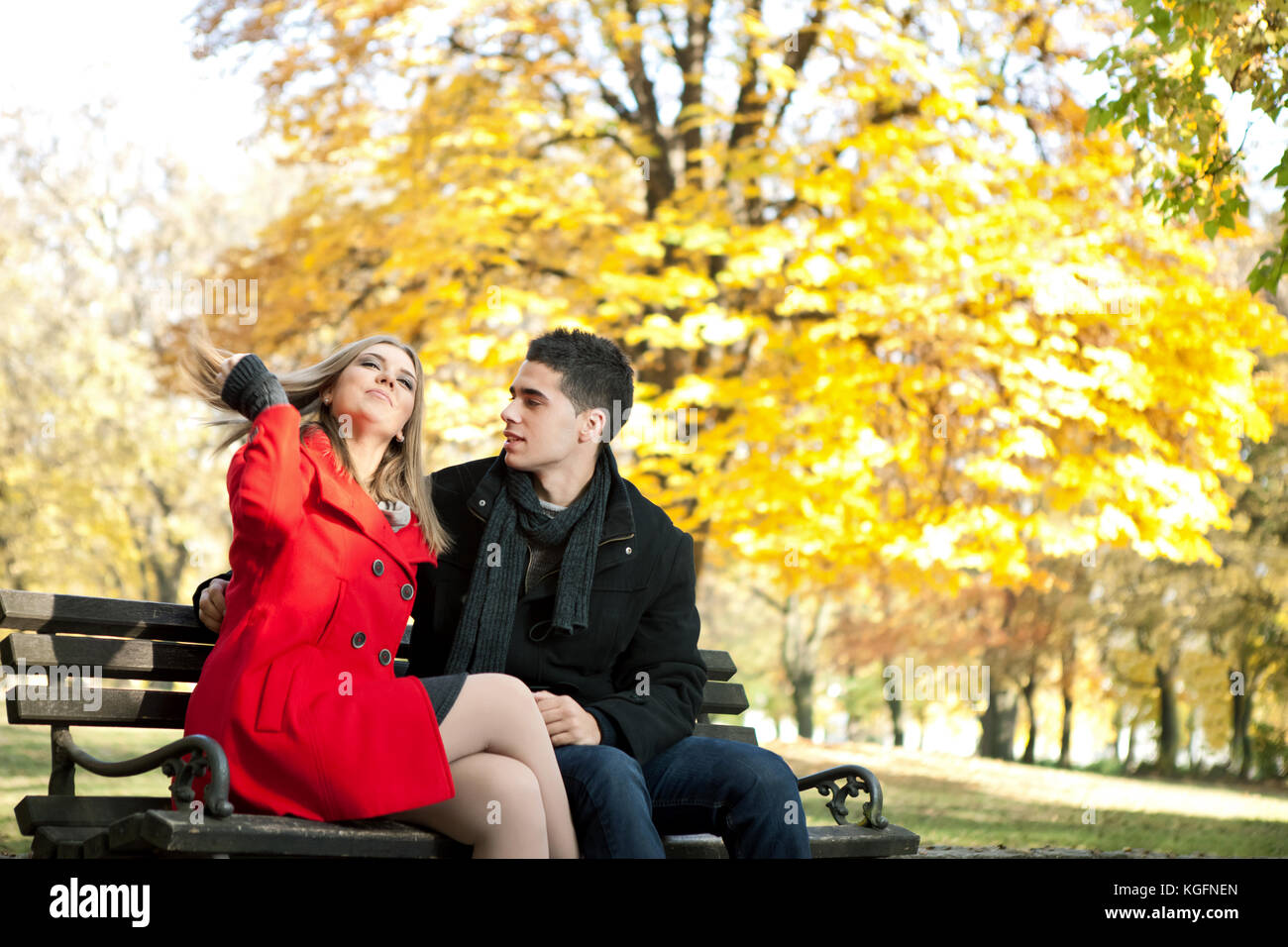 young man courting   pretentious girl, time courtship Stock Photo
