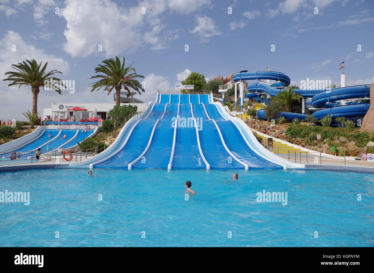 Slide and Splash Water Park in Lagoa, Algarve, Portugal Stock Photo