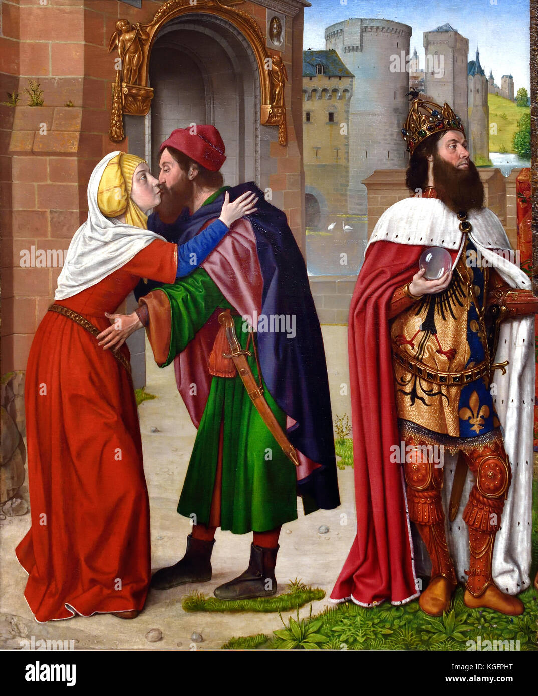The Meeting at the Golden Gate; Charlemagne 1491-4, Jean Hey (Master of Moulins) active 1482; died after 1504 France French Stock Photo