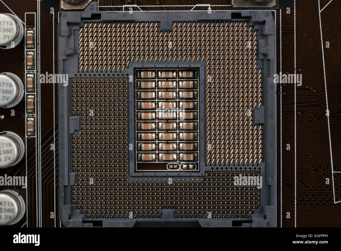 CPU socket close up Stock Photo