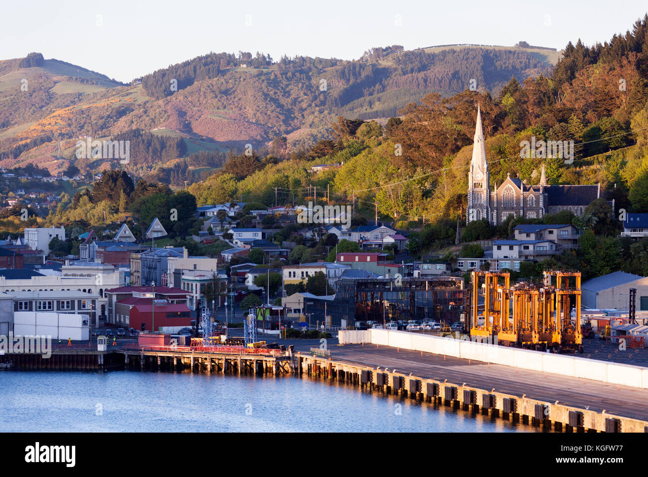 The early morning view of Port Chalmers little town, the suburb of