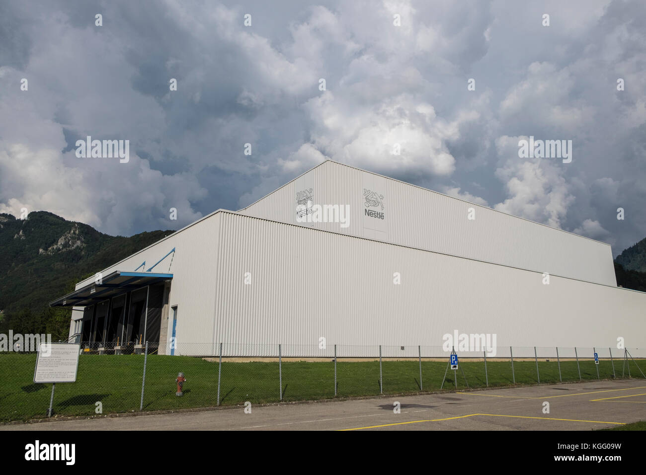Switzerland,Canton Fribourg,Broc,Nestlè factory Stock Photo